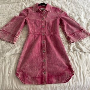 GANNI Pink Washed Denim Dress size XS